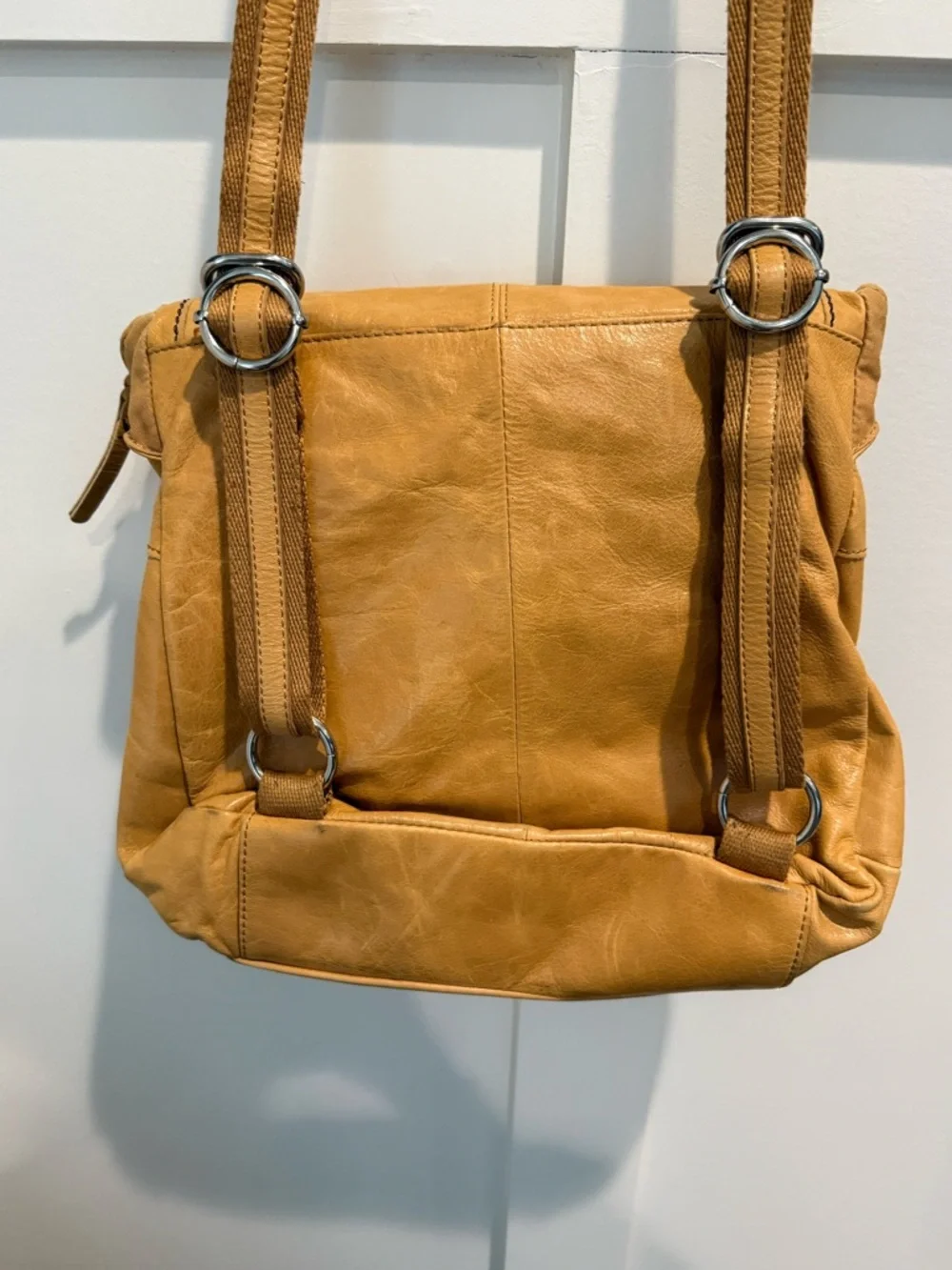The Sak Leather Convertible Crossbody/Backpack - Mustard